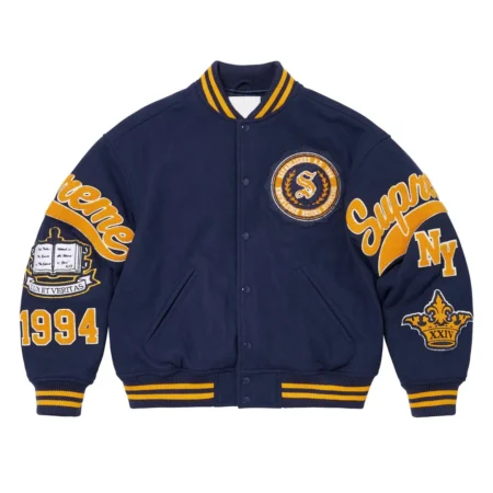 Front view of Veritas Varsity Jacket in classic design