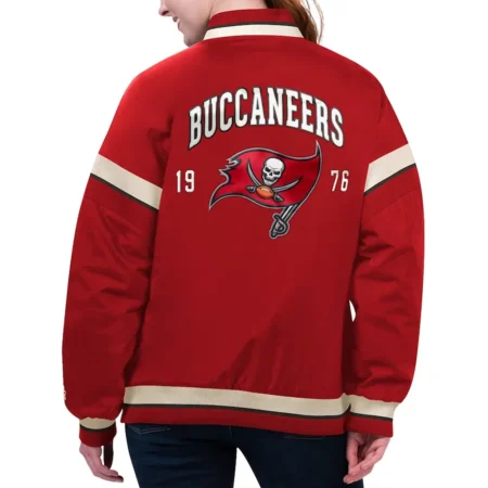 Back view of Tampa Bay Buccaneers Red Varsity Jacket