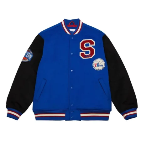 Front view of Philadelphia 76ers Team Varsity Jacket