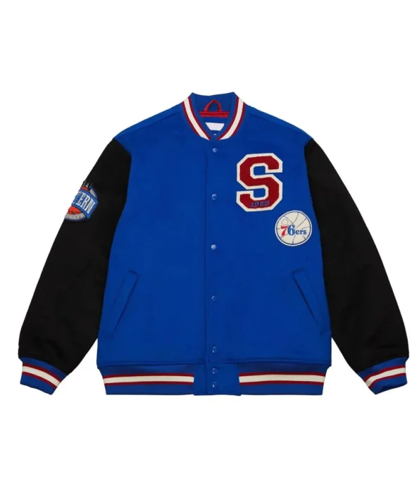 Front view of Philadelphia 76ers Team Varsity Jacket