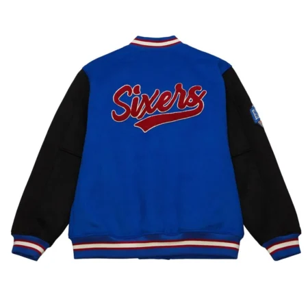 Back view of Philadelphia 76ers Team Varsity Jacket