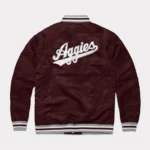 Texas AM Aggies Wine Varsity Satin Jacket Front View