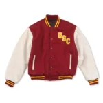 USC Trojans Varsity Cardinal Jacket Front View