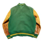 USF Green and Tan Varsity Jacket Front View