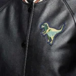 Model in Rexy Varsity Leather Jacket Front