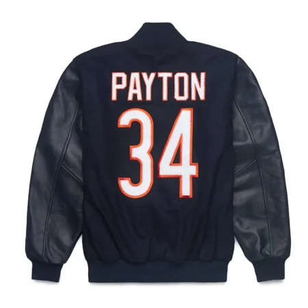 Back view of Walter Payton Navy Varsity Jacket