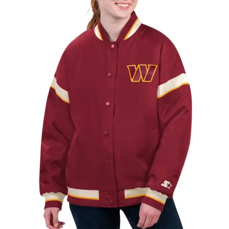 Front view of Washington Commanders Varsity Jacket