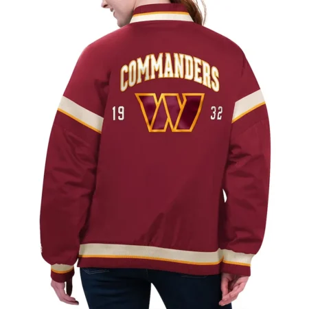 Back view of Washington Commanders Varsity Jacket