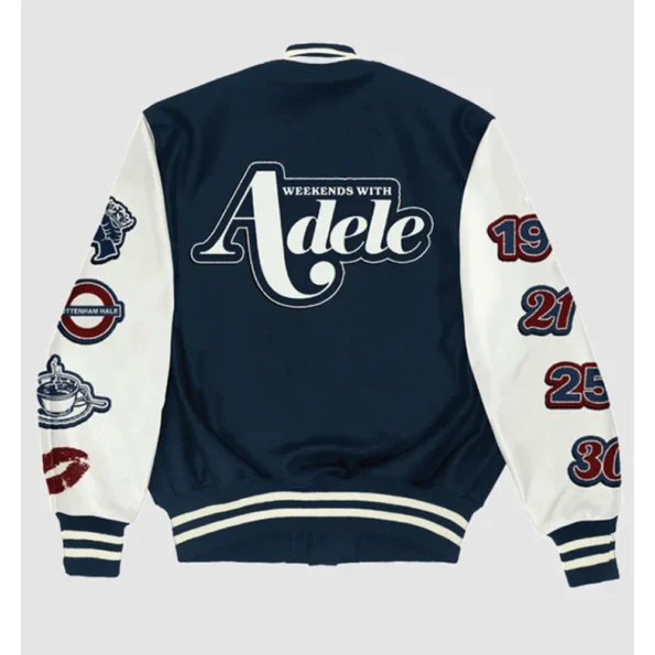 Back view of Weekend with Adele Varsity Jacket