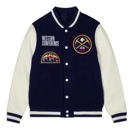 Front view of Denver Nuggets Western Varsity Jacket