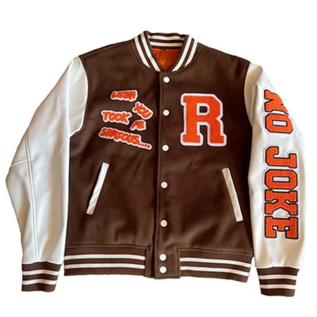 Front view of Wish You Took Me Serious Varsity Jacket