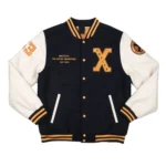 Model in Xavier Institute Black Varsity Jacket Front