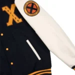 Model in Xavier Institute Black Varsity Jacket Front