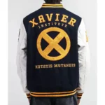 Model in Xavier Institute Black Varsity Jacket Front