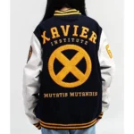 Model in Xavier Institute Black Varsity Jacket Front