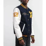 Model in Xavier Institute Black Varsity Jacket Front