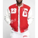 Model in Goat 23 Varsity Jacket Front