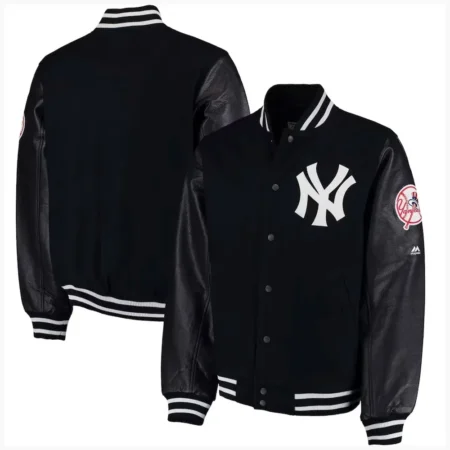 Front and back view of Aaron Boone NY Yankees Varsity Jacket