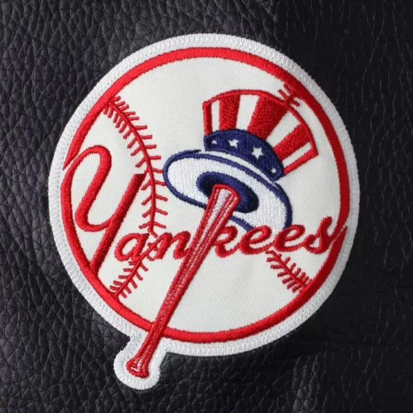 Close-up of Aaron Boone NY Yankees Varsity Jacket detail