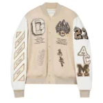 Front view of AC Milan Off White Varsity Jacket