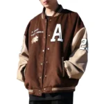 Achock Brown Varsity Jacket Front