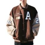 Achock Brown Varsity Jacket Front