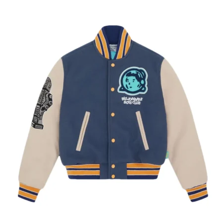 Front view of Astro BBC Chenille Logo Varsity Jacket