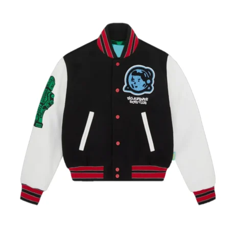 Front view of Astro BBC Chenille Logo Varsity Jacket