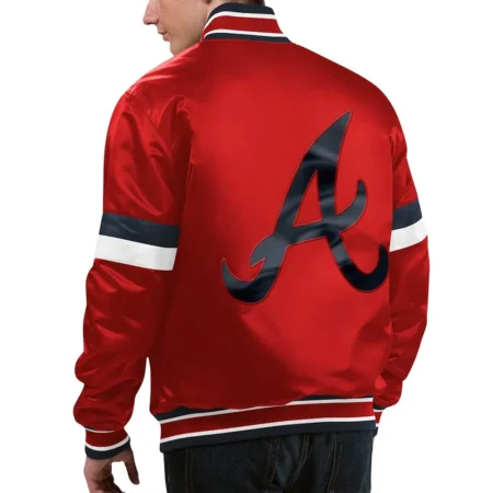 Back view of Atlanta Braves Red Varsity Satin Jacket