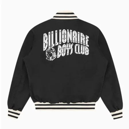 Back view of Arch BBC Logo Lightweight Varsity Jacket