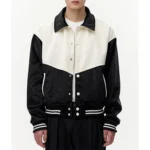 Western Black and White Varsity Jacket Front