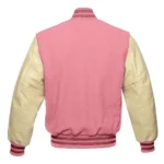 Cream and Pink Varsity Wool Jacket Front