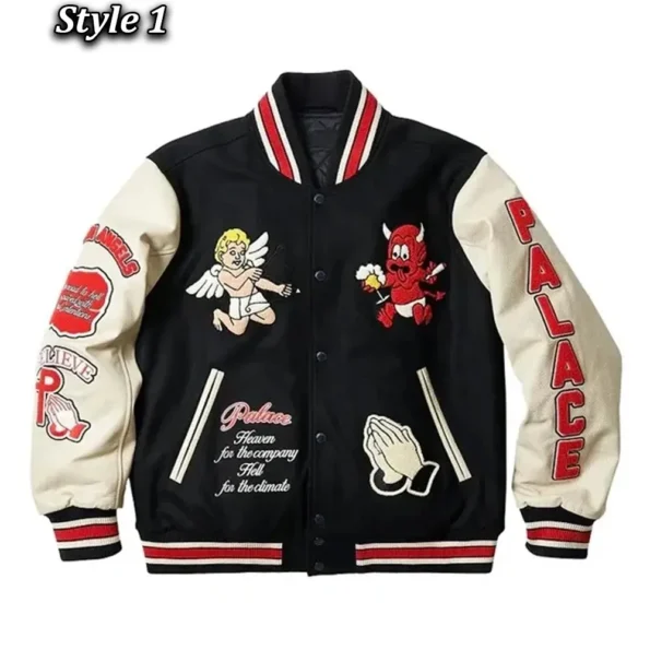 Front view of Fallen Angels Varsity Jacket