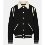 Front view of Teddy Blouson Black Varsity Jacket