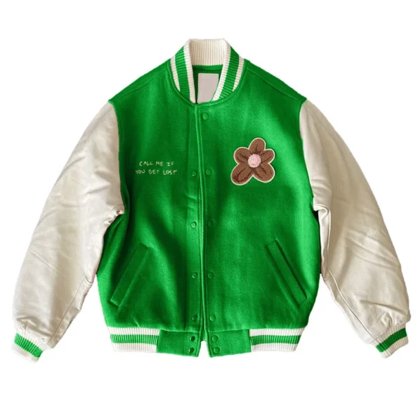 Front view of Golf Call Me If You Get Lost Varsity Jacket