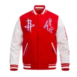 Front view of Classic Houston Rockets Varsity Jacket