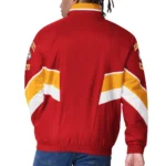 Model in Kansas City Chiefs Captain Varsity Jacket Front