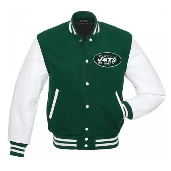 Front view of NY Jets Kevin Arnold Varsity Jacket