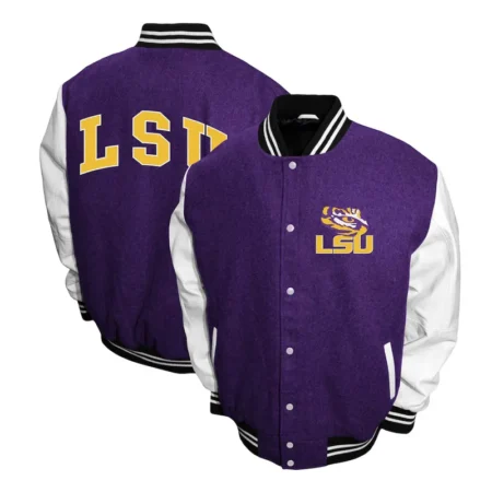 Front and back view of LSU Tigers Graduate Varsity Jacket