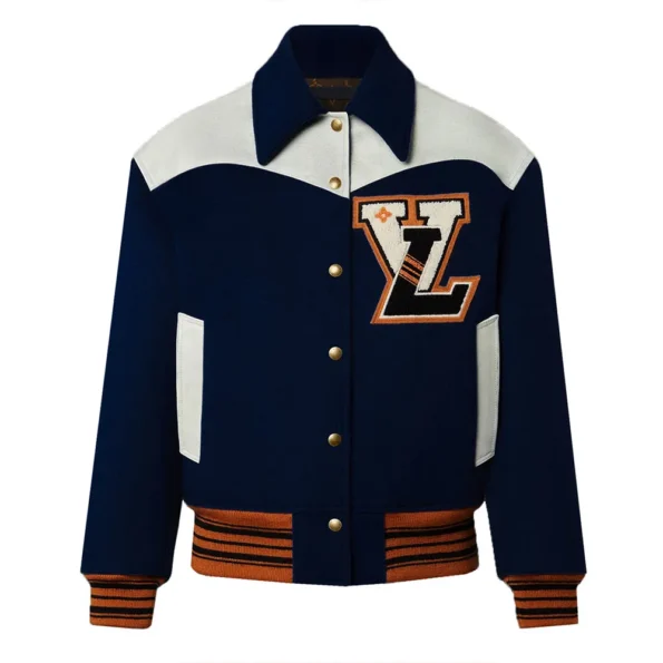 Front view of Cashgora LV Varsity Jacket