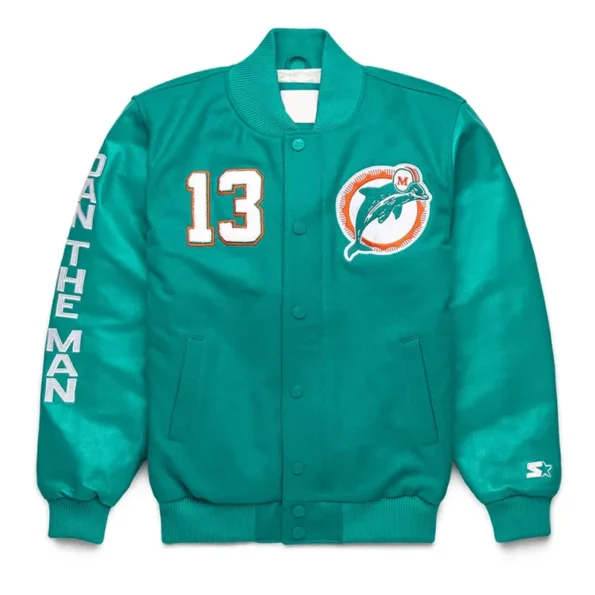 Front view of Dan Marino GOAT Varsity Jacket