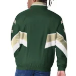 Model in Milwaukee Bucks Captain Varsity Jacket Front