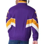 Model in Minnesota Vikings Varsity Satin Jacket Front