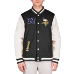 Minnesota Vikings Down Varsity Jacket Front and Back