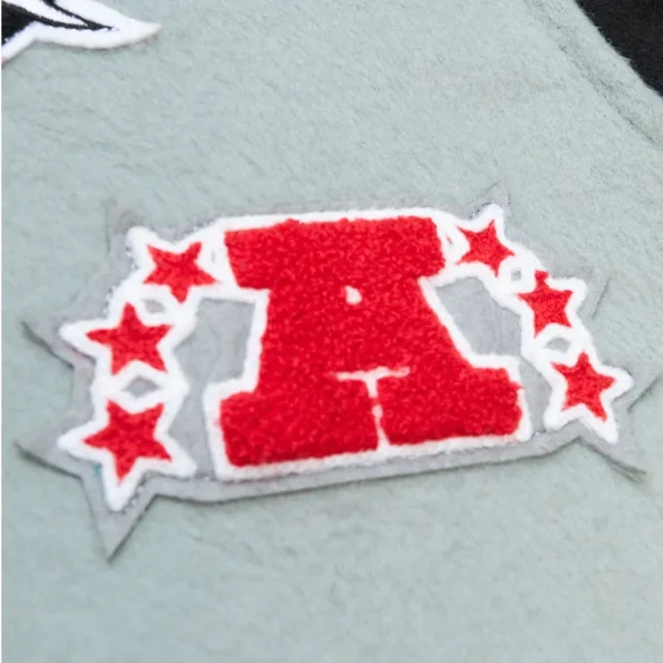 Close-up of Oakland Raiders Legacy Varsity Jacket details