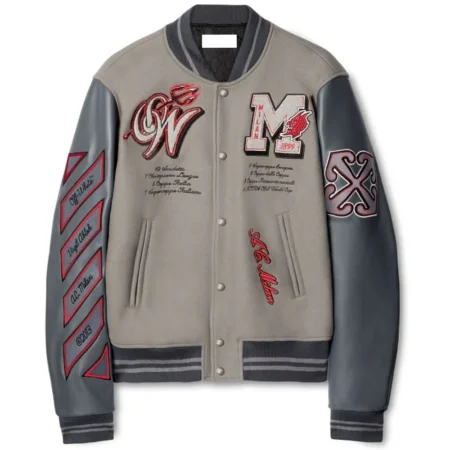 Front view of AC Milan Logo Gray Varsity Jacket