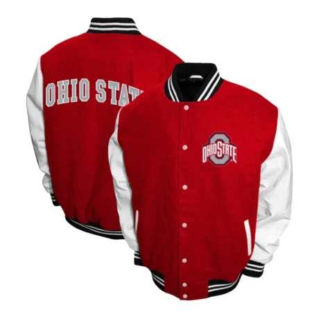 Front and back view of Ohio State Buckeyes Varsity Jacket