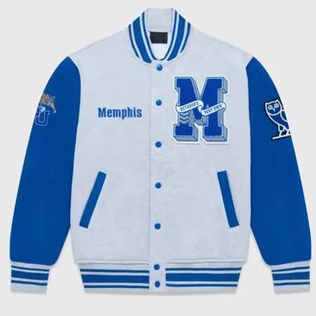 Front view of NCAA Memphis Tigers OVO Varsity Jacket