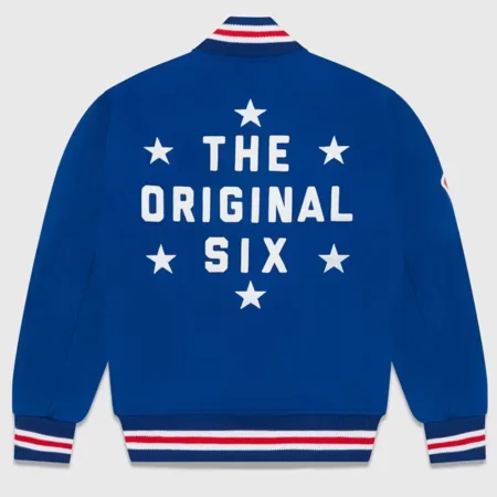 Back view of OVO New York Rangers Varsity Jacket