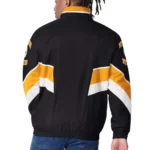 Model in Pittsburgh Steelers Varsity Satin Jacket Front